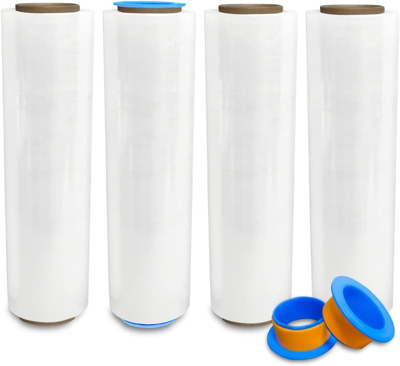 Lifetime Supplies 4 Rolls x 18" x 1500 FT x 80 Gauge Clear Non-Stretch Heavy Duty Plastic Stretch Wrap Shrink Film | Shipping Packaging Moving Packing Logistics | Thicker Extra Durable Film | Wrap Holder Included - Image 1